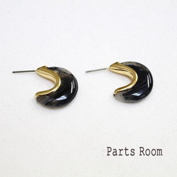 [2 件] 玳瑁新月圖案耳環 [黑色]-mt-3303 第1張的照片