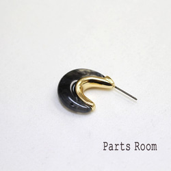[2 件] 玳瑁新月圖案耳環 [黑色]-mt-3303 第2張的照片