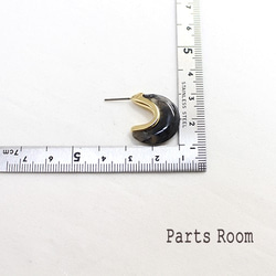 [2 件] 玳瑁新月圖案耳環 [黑色]-mt-3303 第4張的照片