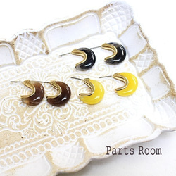 [2 件] 龜甲新月圖案耳環 [黃色] -mt-3305 第6張的照片