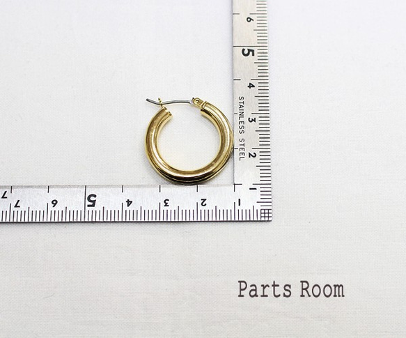 [2 件] 圓形圈形耳環 [金色]-mt-3419 第4張的照片