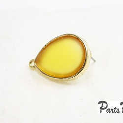 [2件]水滴型啞光彩色耳環[黃色/半透明] [無鈦針扣] -mt-1962 第2張的照片