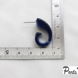 【數量有限】【4件】玳瑁式鉤型耳環【藍色】【無扣】-mt-2135 第7張的照片
