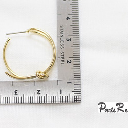 [2件]結形設計圈形耳環[無追針的鈦金屬耳釘] -mt-2244 第4張的照片