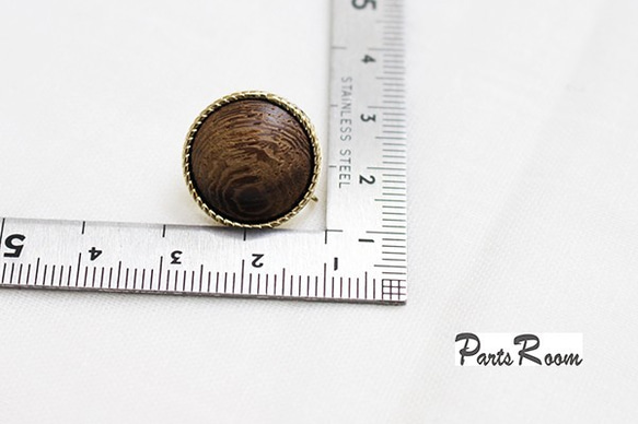 [2件]木製圓形耳環[米色] [鈦金屬無扣] -mt-2455 第5張的照片