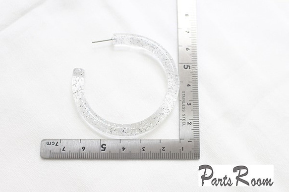 [4件]樹脂透明圈狀耳環[有閃光] [無鈦柱扣] -mt-2688 第5張的照片