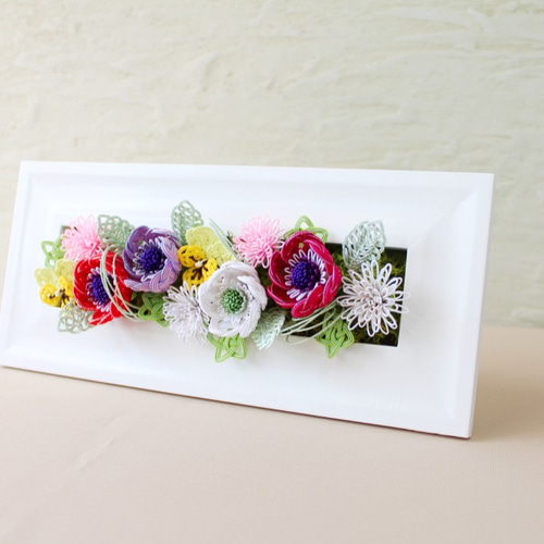 水引*アネモネとビオラのフレームアレンジ（きいろ） タペストリー