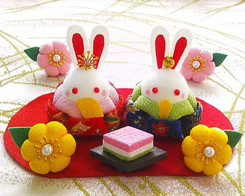 ひな人形 つまみ細工 うさぎ雛 6点セット ひな人形・雛飾り SnowBerry