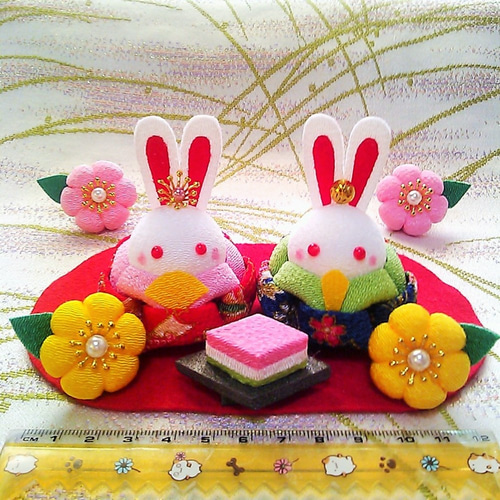 ひな人形 つまみ細工 うさぎ雛 6点セット ひな人形・雛飾り SnowBerry