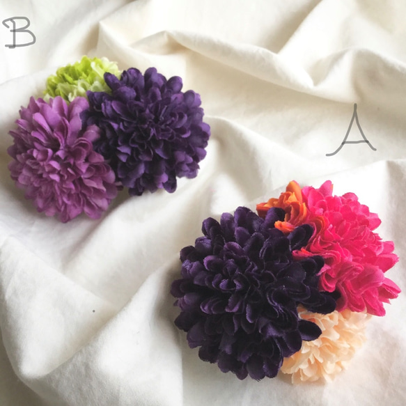 和装♡3色のマムのお花の髪飾り 2枚目の画像