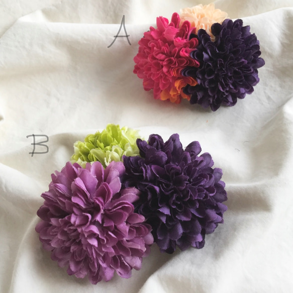 和装♡3色のマムのお花の髪飾り 4枚目の画像