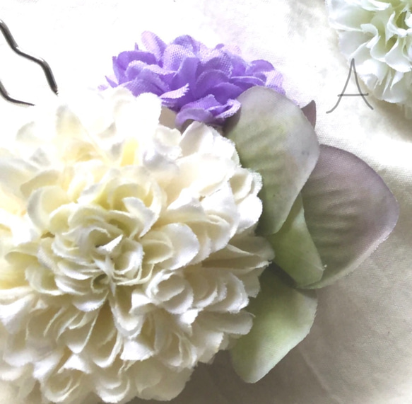 和装♡3色のマムのお花の髪飾り♡まつば 5枚目の画像