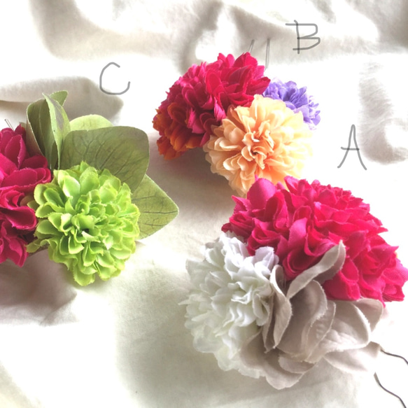 和装♡3色のマムのお花の髪飾り♡からくれない 6枚目の画像