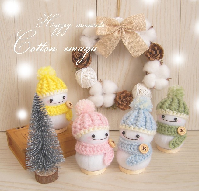 ハンドメイド＊羊毛フェルト＊雪だるまといのししちゃんの雪遊び