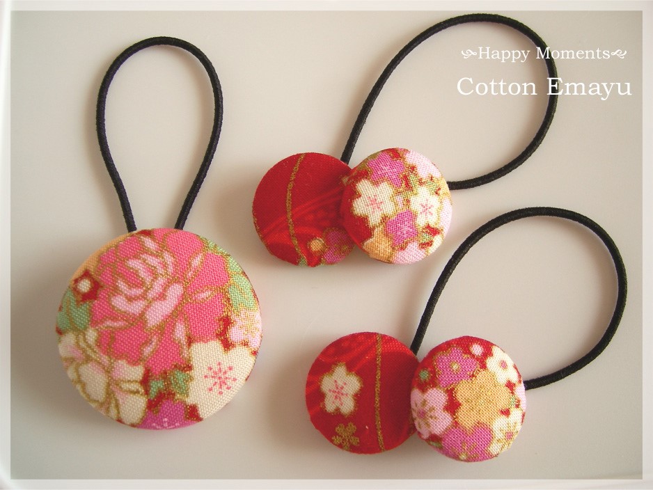 雪こんこん♡2.7センチくるみボタンヘアゴム2点セット