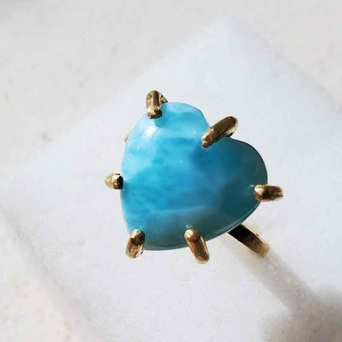 ハート型ラリマーリング 指輪・リング anzDOLPO 通販 11775941｜Creema