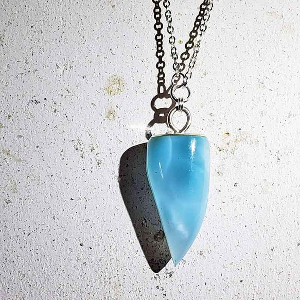 値下げ handmade ラリマー 牙 ネックレス 値下げ handmade ラリマー 牙 ネックレス