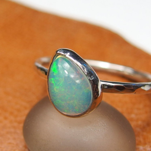 オパールリング14号 しずく 【silver】ティアドロップ 天然石 オパール