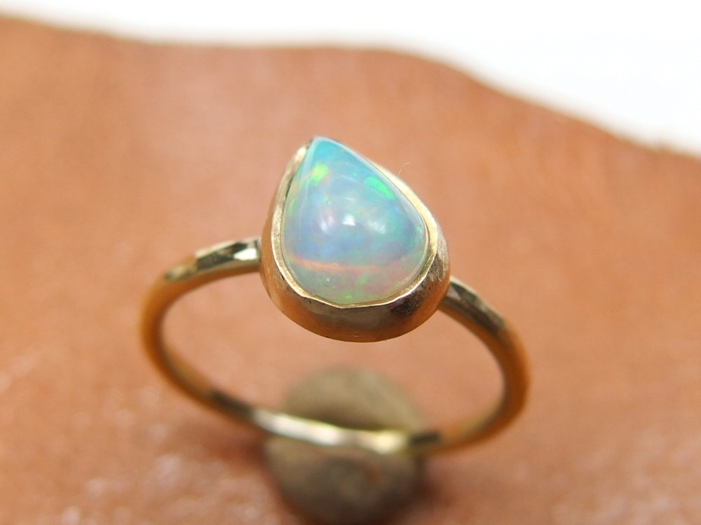 オパール真鍮リング10号　しずく 【brass】ティアドロップ 天然石　オパールリング　大粒　天然石リング　アクセサリー