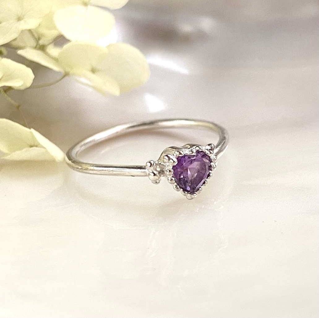 【セール 登場から人気沸騰】 受注制作】Heart ring（アメシスト）（silver925） 指輪・リング アクセサリー