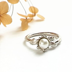 真珠のお花のsilverリング 1枚目の画像