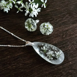 【受注制作】雪の花のネックレス(ユーフォルビアの花)(silver925チェーン) 2枚目の画像