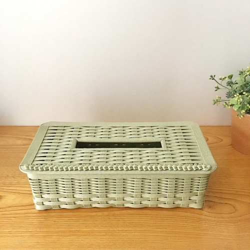 ティッシュボックスケース（くすみグリーン）ティシュボックス