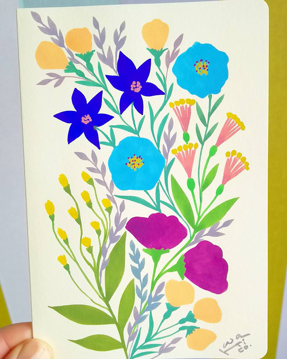 草花のグリーティングカード(原画) 1枚目の画像