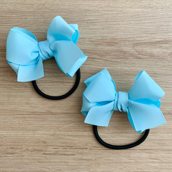 ふんわりミニリボン(水色)2個セット ヘアゴム Elie's Handmade Shop