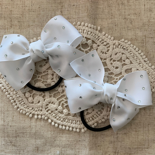 ラインストーン付きリボン(全8色) ヘアゴム Elie's Handmade ラインストーン付きリボン(全8色) ヘアゴム Elie's Handmade