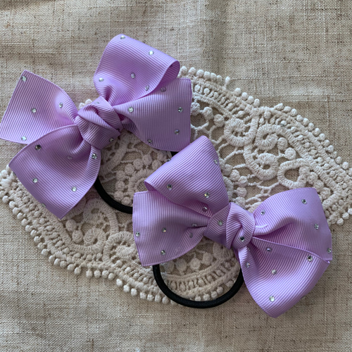ラインストーン付きリボン(全8色) ヘアゴム Elie's Handmade ラインストーン付きリボン(全8色) ヘアゴム Elie's Handmade