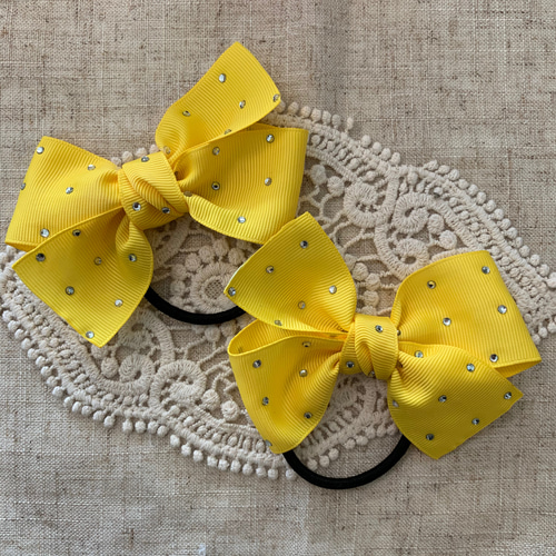 ラインストーン付きリボン(全8色) ヘアゴム Elie's Handmade ラインストーン付きリボン(全8色) ヘアゴム Elie's Handmade