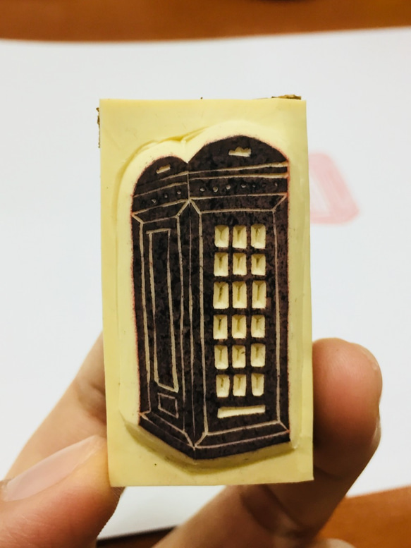 「電話亭」手刻印章 / “Telephone Kiosk” Handmade Stamp 第4張的照片