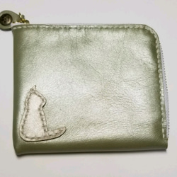 猫シルエットのL字ファスナーミニ財布 1枚目の画像