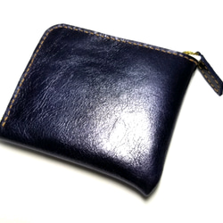 L字ファスナーミニ財布　パールネイビー 2枚目の画像