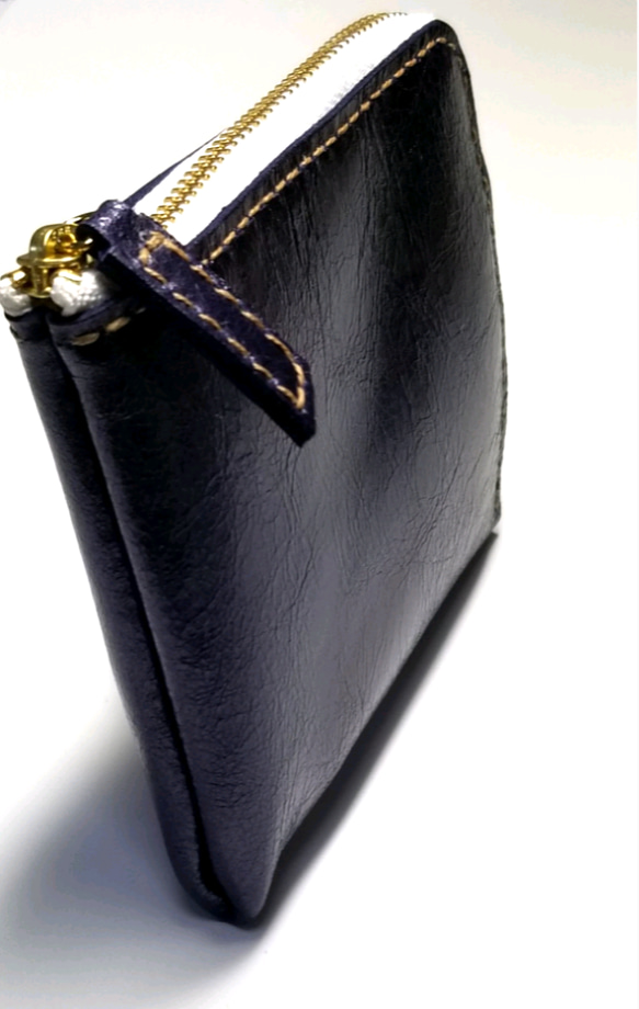 L字ファスナーミニ財布　パールネイビー 4枚目の画像
