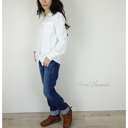 [予約販売]Wガーゼオフホワイトアンティーク風レースシャツ 4枚目の画像