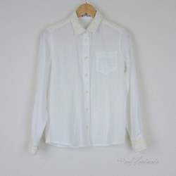 [予約販売]Wガーゼオフホワイトアンティーク風レースシャツ 6枚目の画像