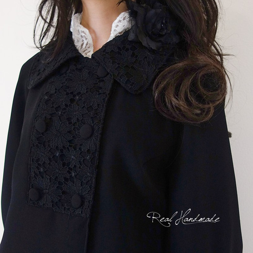 予約販売] ブラックジョーゼットケミカルレースWジャケット