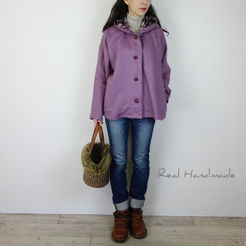 [予約販売] ヨーロッパ葡萄リネンとアンティークローズバックタックパーカー