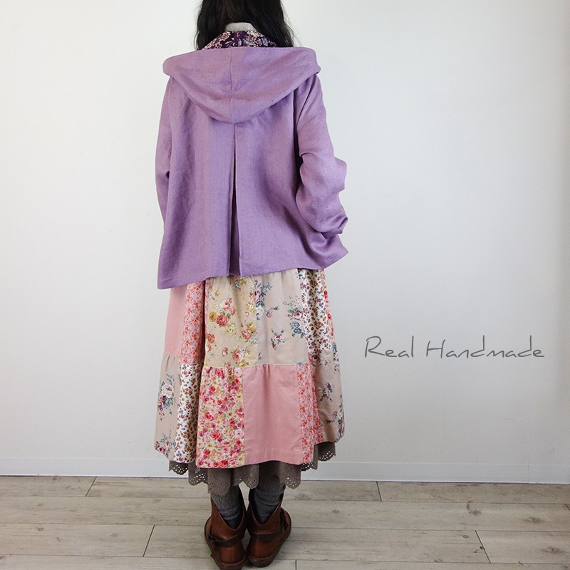 [予約販売] ヨーロッパ葡萄リネンとアンティークローズバックタックパーカー
