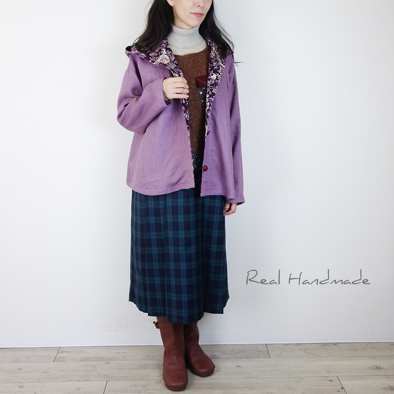 [予約販売] ヨーロッパ葡萄リネンとアンティークローズバックタックパーカー