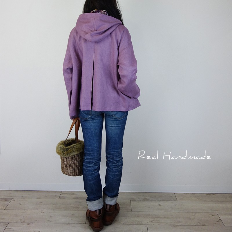 [予約販売] ヨーロッパ葡萄リネンとアンティークローズバックタックパーカー