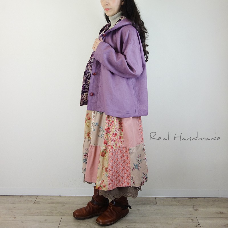 [予約販売] ヨーロッパ葡萄リネンとアンティークローズバックタックパーカー