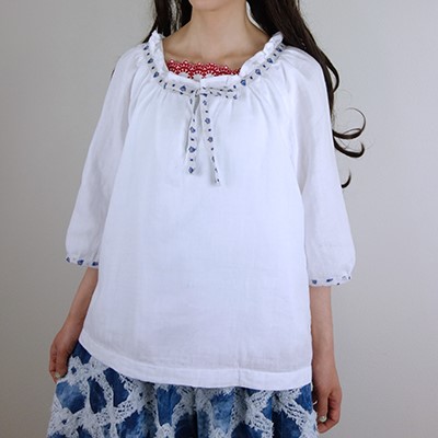 [予約販売] オフWガーゼプロヴァンスフリルブラウス