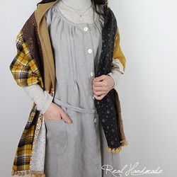 [予約販売]ヨーロッパ亜麻色リネンピンタック羽織りワンピース 8枚目の画像