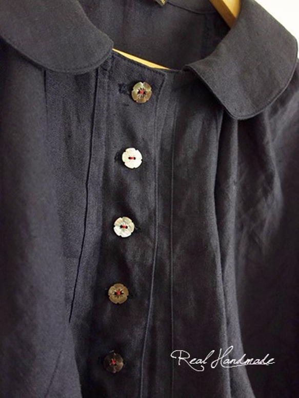 [予約販売] グレイッシュネイビーヨーロッパリネンドルマン羽織りブラウス 3枚目の画像