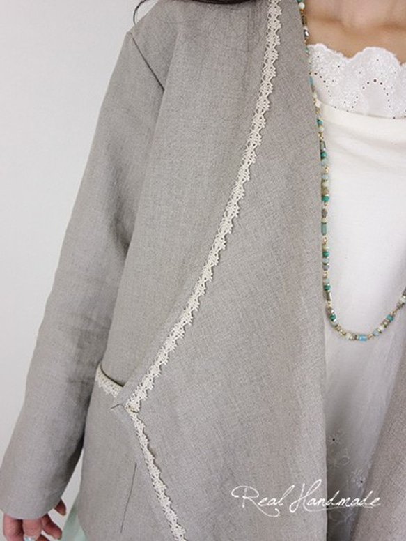 [予約販売]　ヨーロッパリネンレース羽織りカーディガン 2枚目の画像