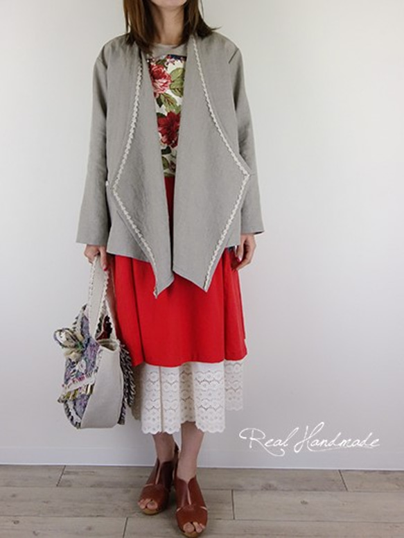 [予約販売]　ヨーロッパリネンレース羽織りカーディガン 6枚目の画像
