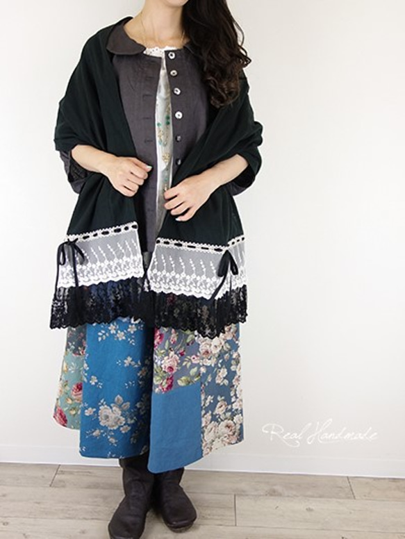 [予約販売] ヨーロッパチャコールリネンドルマン羽織りブラウス 6枚目の画像
